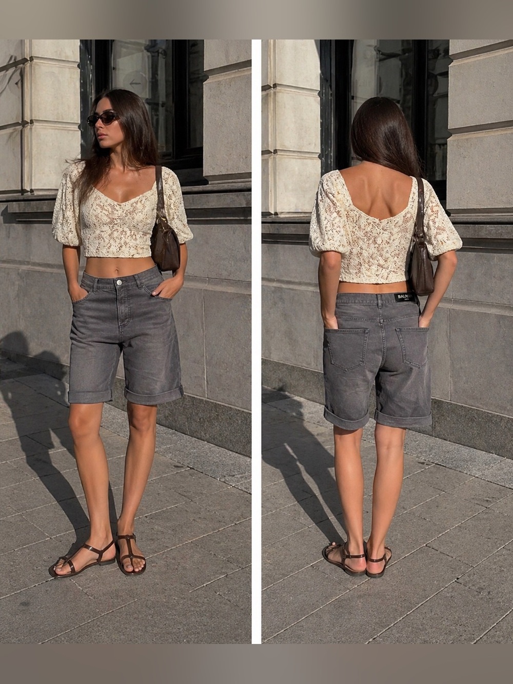 Balmain gray denim shorts size large